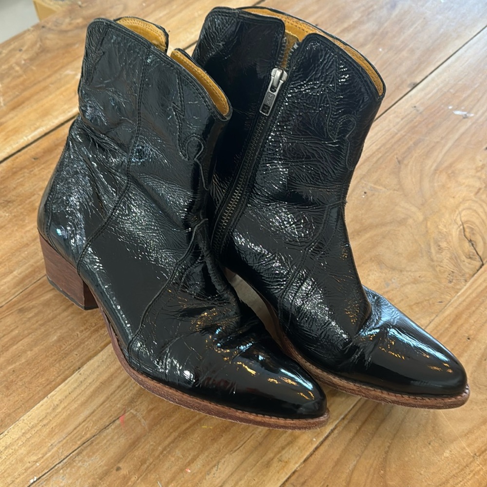 Free People Patent Leather Western Boots. 39